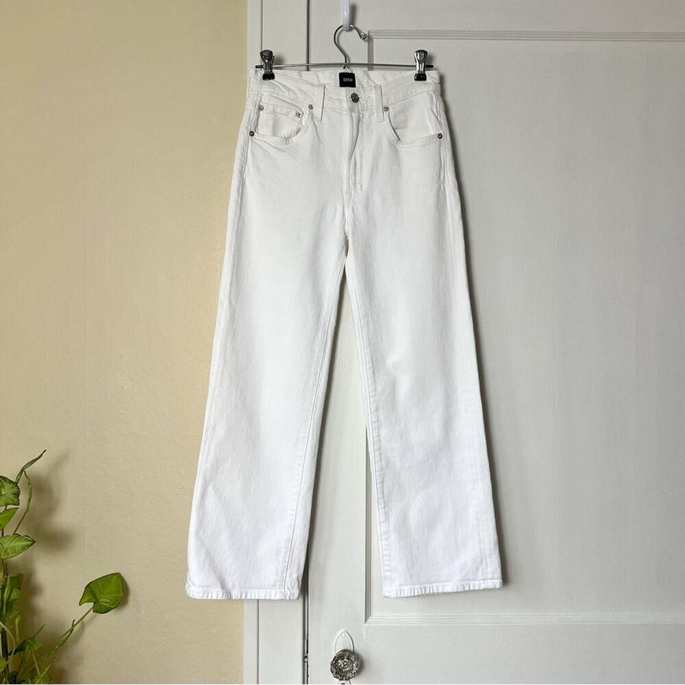 Edwin Marli Wide Leg High Rise Ankle Jeans In Eggshell - Picture 3 of 9